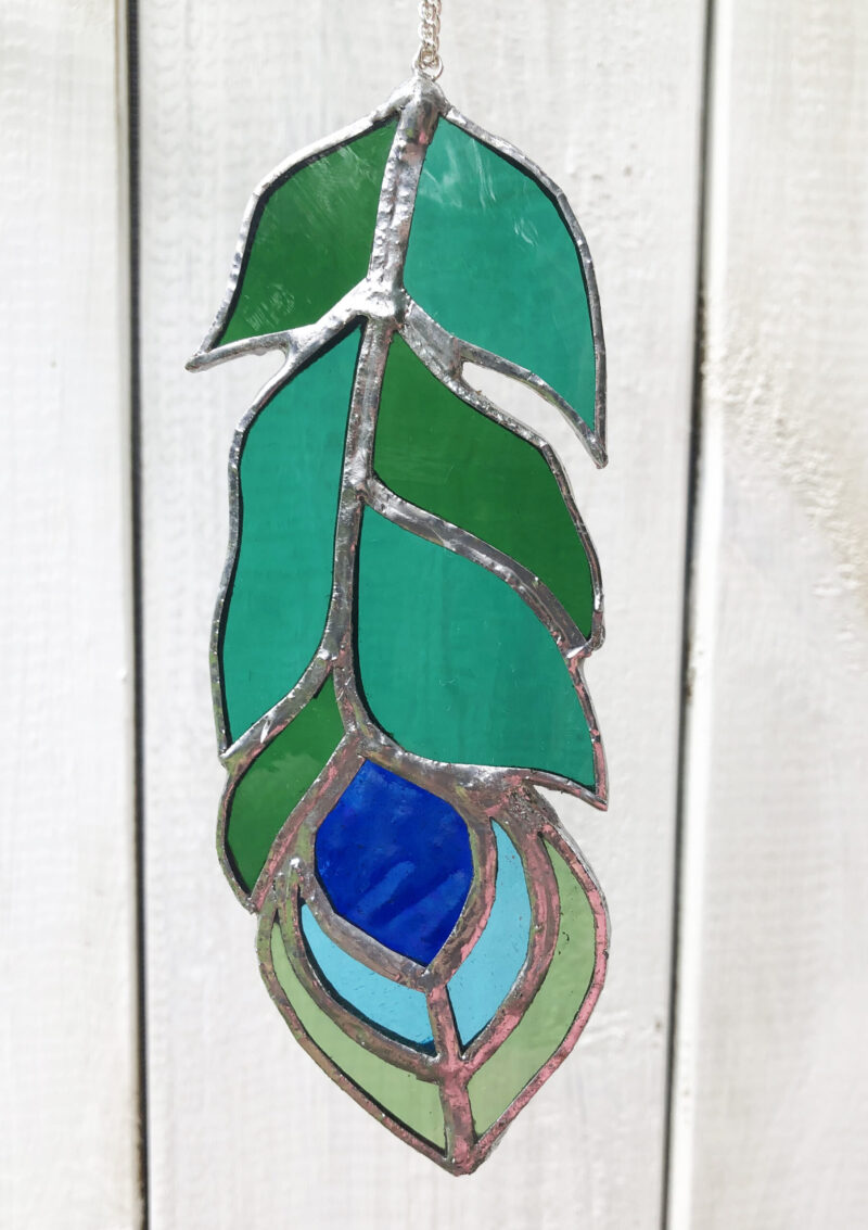 Sarah Evans Glass Art Stained Glass Peacock Feather