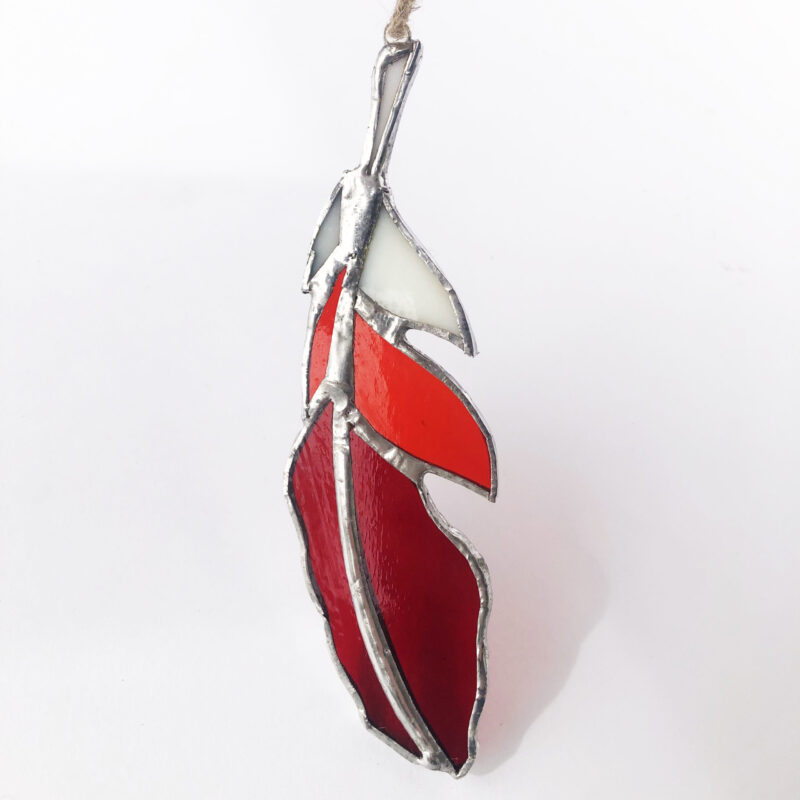 Sarah Evans Glass Art Stained Glass Cardinal Feather