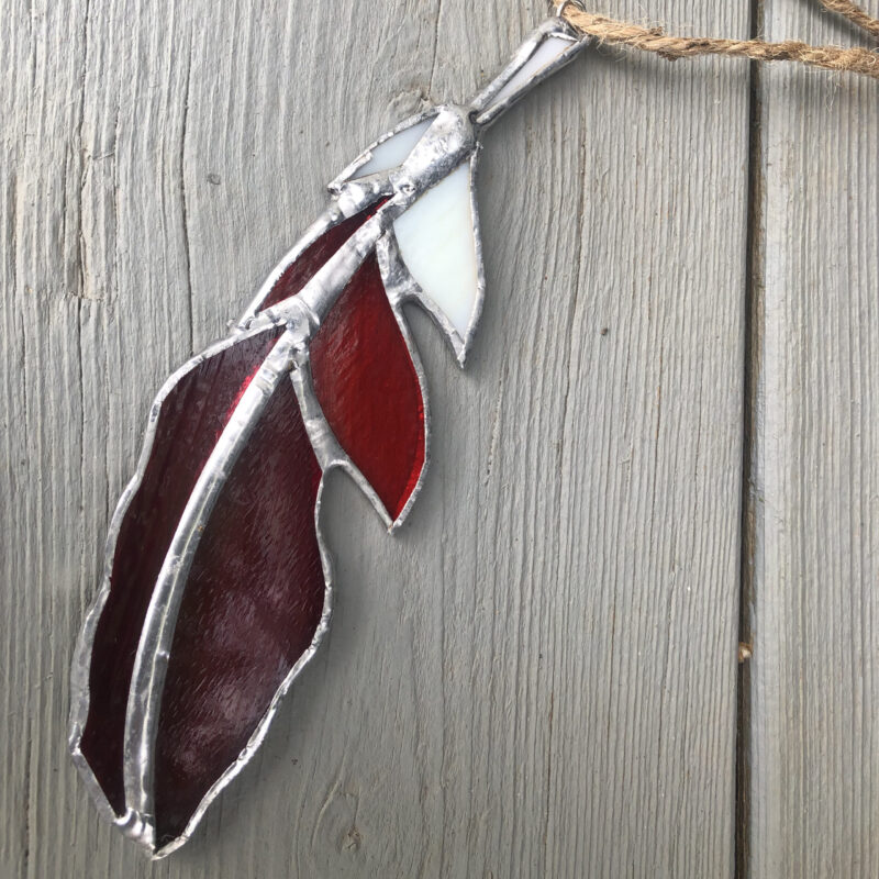 Sarah Evans Glass Art Stained Glass Cardinal Feather