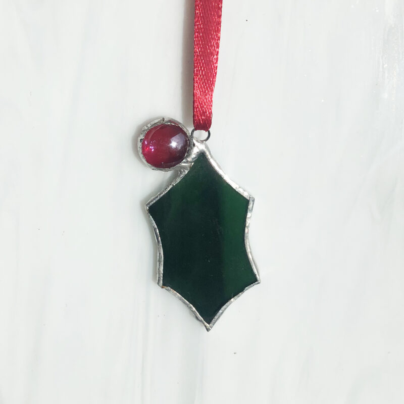 Sarah Evans Glass Art beautifully hand-crafted Stained Glass Holly. Handmade in Bath, Ontario. Shop local. Loyalist Township, Kingston & Area, Greater Napanee