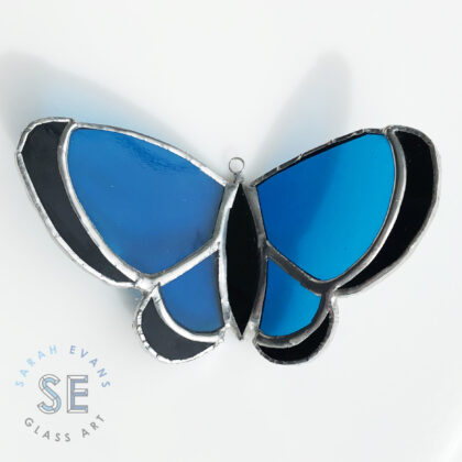 Sarah Evans Glass Art Blue Morpho Butterfly