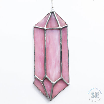 Sarah Evans Glass Art Stained Glass Rose Quartz Crystal