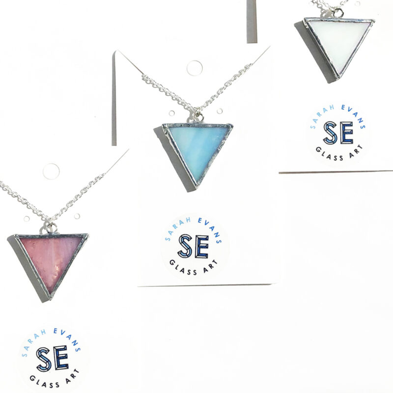 Sarah Evans Glass Art Stained Glass Reverse Triangle Necklace