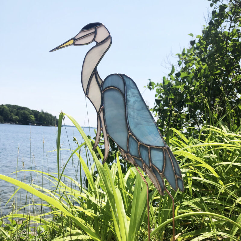 Sarah Evans Glass Art stained glass great blue heron