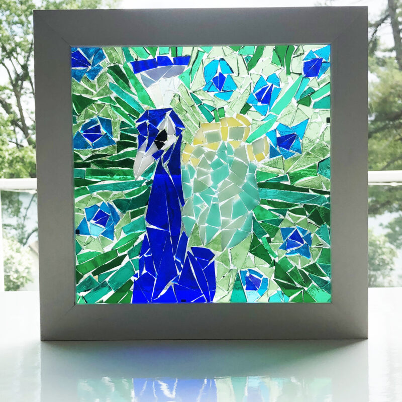 Sarah Evans Glass Art "Peacock"glass-on-glass mosaic