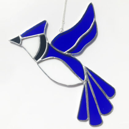 Sarah Evans Glass Art stained glass blue jay