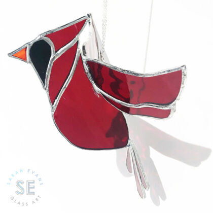 Sarah Evans Glass Art stained glass 3D cardinal
