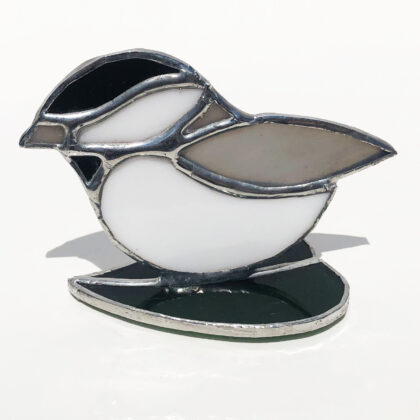 Sarah Evans Glass Art stained glass 3D chickadee