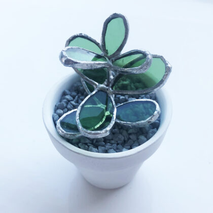 Sarah Evans Glass Art stained glass mini jade succulent