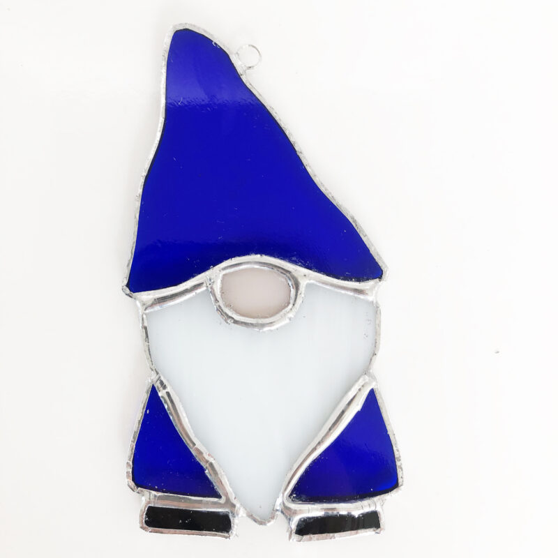 Sarah Evans Glass Art stained glass blue gnome